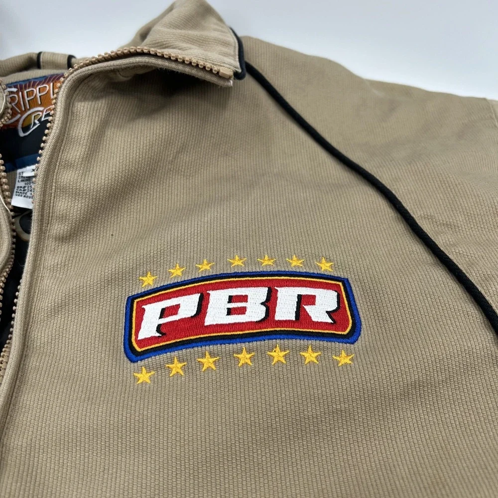 Cripple Creek PBR Jacket Mens Size XL Beige Vintage Embroidered Limited EUC